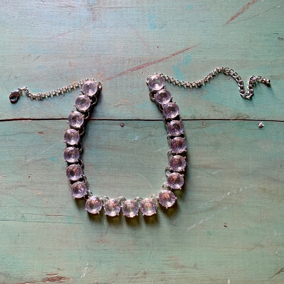 Clear Silver Tone Acrylic Crystal Necklace - NWOT - Picture 3 of 8